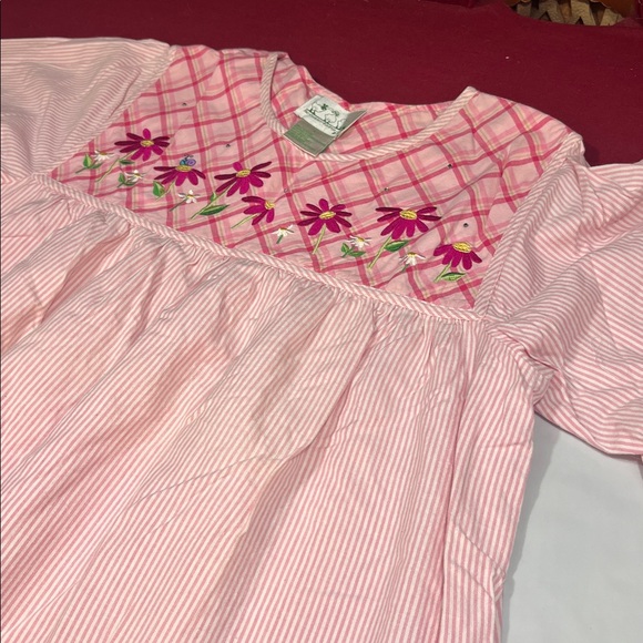 Quacker Factory PINK striped FLORAL night Dress Nightgown Cotton EMBROIDERY LRG - Picture 12 of 16
